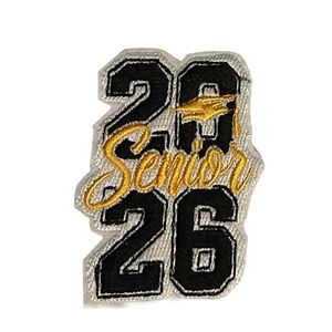 NWOT Black and Gold Embroidered Senior 2026 Iron On Patch